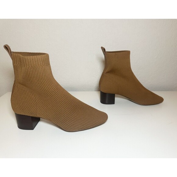 *NEW* Everlane The Glove Boot Cognac Tan Block Heel Ankle Booties Women's SIZE 8 - Picture 3 of 8
